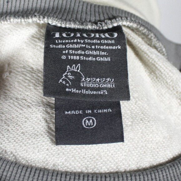 Studio Ghibli My Neighbor Totoro Womens Athletic Sweatshirt Gray & Cream Varsity - Picture 5 of 5